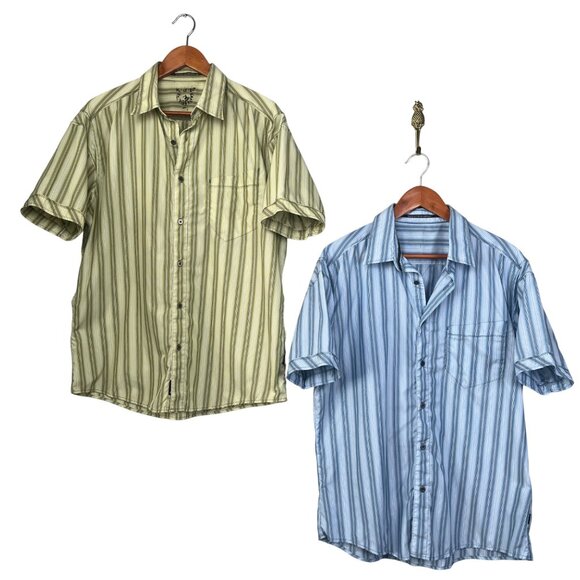 Kuhl Lot of 2 Button Down Short Sleeve Shirt Green Blue Mens Sz. L Outdoor - Picture 1 of 10